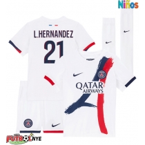 Camiseta Paris Saint-Germain Lucas Hernandez #21 Visitante Equipación para niños 2025-26 manga corta (+ pantalones cortos)